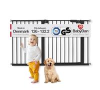 BabyDan Puerta de escalera de ajuste a presión extra ancha, cubre aberturas entre 126 y 132 cm, puerta de bebé, puerta de seguridad, metal, negro, fabricado en Dinamarca - (puerta para mascotas/puerta
