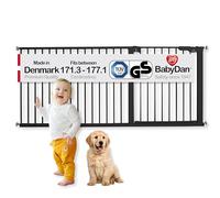 BabyDan Puerta de Escalera de Ajuste a presión Extra Ancha, Cubre Aberturas Entre 67.5 y 67.4-69.7 Pulgadas, Puerta de Seguridad para bebés, Metal, Negro, Fabricada en Dinamarca (Puerta para