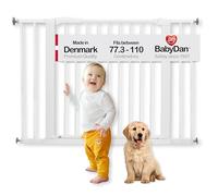 BabyDan Swing Shut, Montado a presión Puerta de escalera, 77,3-110 cm, Barrière pour bébé/Puerta de seguridad, Blanco, Hecho en Dinamarca - (Puerta para mascotas/Puerta para perros)
