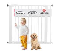 BabyDan swing shut, montado a presión puerta de escalera, 77,3-90,3 cm, barrière pour bébé/puerta de seguridad, blanco, hecho en Dinamarca - (puerta para mascotas/puerta para perros)