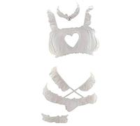 Babydoll - Conjunto de lencería sexy para mujer, ropa de dormir con gato y gatito, blanco, talla única