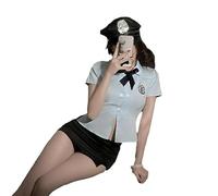 Babydoll - Conjunto de vestido de policía para maestra, camisón, body de noche, traje de sirvienta, ropa de dormir, colegiala, talla L