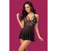 Babydoll Negro Con Encaje Y Tanga Modelo 838-BAB-1 Lencería