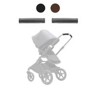 BABYDOME Fundas manillar compatibles con Bugaboo FOX 1,2,3 y Bugaboo DRAGONFLY. Fabricación artesanal en España en Polipiel premium. Resistencia al sol,desgaste y decoloración. Color Negro.