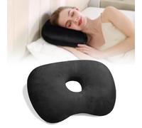 Babyezz Pillows Side Sleeper Pillow with an Ear Hole for CNH Side Sleepers and Ear Inflammation Pressure Sores, Adjustable Cotton and Polyester Curved Side Pillow,Negro