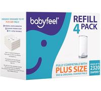 Babyfeel Recambios compatibles con cubos Dekor Plus | Paquete de 4 | Exclusivo 30% Extra Espesor | Aroma a polvos de talco | Potente eliminación de olores | Capacidad para hasta 2320 pañales