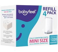 Babyfeel Recambios compatibles con mini cubos de pañales DEKOR | Paquete de 4 | Exclusivo 20% de grosor extra | Recambios de cubo de pañales con potente eliminación de olores | Aroma a polvo |