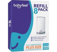 Babyfeel Recambios para cubos de pañales DEKOR Plus, paquete de 8, exclusivo 30% de grosor extra, aroma a polvo fresco, capacidad para hasta 4640 pañales