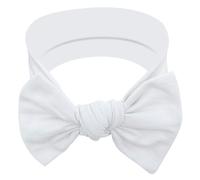 BABYGIZ Diademas de algodón hechas a mano con lazos, accesorios para el pelo para bebés y niñas (blanco nieve)