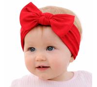 BABYGIZ Diademas de algodón hechas a mano con lazos para el pelo para bebé niña recién nacida, accesorios para el cabello (rojo, 0-6 meses)