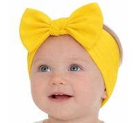 BABYGIZ Diademas de algodón hechas a mano con lazos para el pelo para bebé niña recién nacida, accesorios para el cabello (amarillo, 0-6 meses)