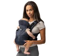 BABYGO AirMesh - Portabebés con babero integrado | de 0 a 18 meses | Tecnología AirMesh ajustable, ligera y transpirable (azul marino, malla de aire)