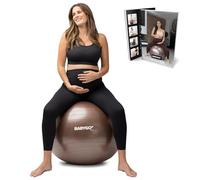 BABYGO Pelota de parto - Juego de pelota y libro de ejercicios para embarazo, yoga para embarazo, terapia de maternidad, plan de nacimiento y recuperación incluido, antiexplosión, ecológico, moca, 65