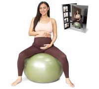BABYGO® Pelota de Parto para Embarazo, Maternidad, Trabajo de Parto y Yoga + Nuestro Libro de Embarazo de 100 páginas, Ejercicio (Olive, 65cm)
