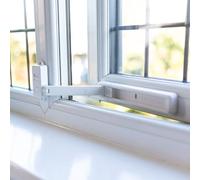 BABYGO® Restrictor de ventana - Bloqueo de seguridad infantil para ventanas de UPVC, madera, metal y aluminio | Autoadhesivo, sin herramientas ni perforación | Cerradura de ventana infantil de fácil