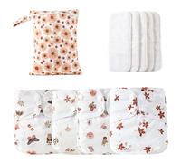 Babygoal Diaper: envoltura de línea de corriente ajustable, revestimientos transpirables, organizador a prueba de fugas | Juego de pañales lavable con 4 inserciones, bolsas de húmedo capas absorbentes