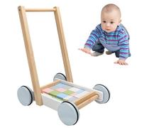 BabyLearning Walker - 15,75 x 11,81 x 9,84 pulgadas Wooden ToddlerPush Walker, Altura ajustable Babywalkerwith 30+ Blocks | Early Walking Aid & Educational Toy Giffts for Girls Boys 10 Months-2 Years