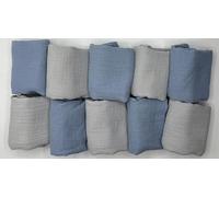 Babyline 10 Gasas Muselinas Algodón Orgánico 48X24 Cm Bebés. Toallas Bebé Recién Nacido Muselinas Bebé Algodón Baberos Muselina Ecofriendly, Toallitas Reutilizables. (Gris/Azul)
