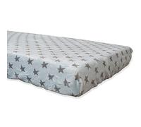 Babyline BACOESCE - Bajera coralina invierno, hipersuave, transpirable e hipoalergénica, esquinas engomadas, ajustable (estrella celeste, cuna 60 x 120), unisex