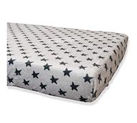 Babyline BACOESNE - Bajera coralina invierno, hipersuave, transpirable e hipoalergénica, esquinas engomadas, ajustable (estrellas negras, cuna 60 x 120), unisex