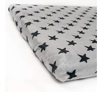 Babyline BACOESNEMINIR - Bajera Coralina Invierno, Hipersuave, Transpirable e Hipoalergénica, Esquinas Engomadas, Ajustable (Estrellas Negras, Minicuna 50 x 80), minicuna 50 x 80, unisex