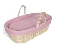 Babyline Cuna Bebé Muselina Algodón Orgánico, Completa, Moisés, Vestidura, Colchón Plastificado Antiahogo, Colchita y Almohada. 100% Nacional. (Rosa Maquillaje)