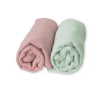 Lote 2 Muselinas Bebé 120x120 Cms, Manta, Arrullo, Bambú Algodón, Recién Nacido. Fibras Naturales. Hipersuave, Hipoalergénica,100% Ecofriendly. (Rosa/Menta)