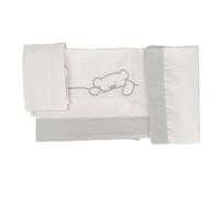 Babyline Sábana Bebé Algodón Orgánico + Bajera Ajustable + Almohada. Bordada. 100% Algodón, Hipoalergénica, Suave, Hilatura Premium. (Sweet Bear, Minicuna)