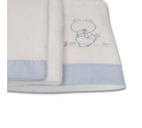 Sabanas Minicuna Sabanas de Invierno Coralina Extrasuave Minicuna 50x80 Ideal para Invierno- (Bajera+encimera+Funda Almohada) (Pepo Celeste)