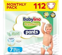 Babylino Premium Pants - Pañales tipo braguita talla 7 con filtro Ultra Soft Extra Large Plus (15-25 kg), 112 unidades