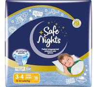 Babylino Safe Nights Boy, Braguita de noche absorbente para niños de 3-4 años (12-22 kg), 16 unidades