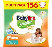 Babylino Sensitive Cotton Soft, Pañales Bebé Talla 1, Newborn (2-5 kg), 156 Pañales