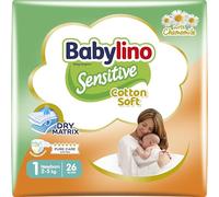Babylino Sensitive Cotton Soft, Pañales Bebé Talla 1, Newborn (2-5 kg), 26 unidades