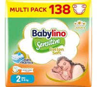 Babylino Sensitive Cotton Soft, Pañales Bebé Talla 2, Mini (3-6 kg), 138 Pañales