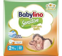 Babylino Sensitive Cotton Soft, Pañales Bebé Talla 2, Mini (3-6 kg), 23 unidades