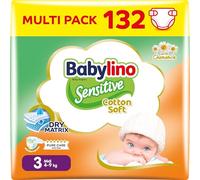 Babylino Sensitive Cotton Soft, Pañales Bebé Talla 3, Midi (4-9 kg), 132 unidades