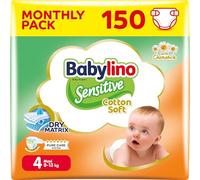 Babylino Sensitive Cotton Soft, Pañales Bebé Talla 4, Maxi (8-13 kg), 150 Pañales