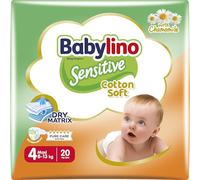 Babylino Sensitive Cotton Soft, Pañales Bebé Talla 4, Maxi (8-13 kg), 20 unidades