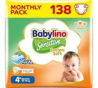 Babylino Sensitive Cotton Soft, Pañales Bebé Talla 4+, Maxi plus (10-15 kg), 138 Pañales
