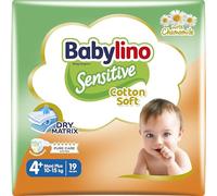 Babylino Sensitive Cotton Soft, Pañales Bebé Talla 4+, Maxi plus (10-15 kg), 19 unidades