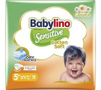 Babylino Sensitive Cotton Soft, Pañales Bebé Talla 5+, Junior plus (12-17 kg), 16 unidades