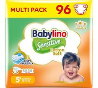 Babylino Sensitive Cotton Soft, Pañales Bebé Talla 5+, Junior plus (12-17 kg), 96 unidades