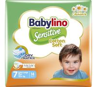 Babylino Sensitive Cotton Soft, Pañales Bebé Talla 7, Extra Large plus (15+ kg), 14 unidades