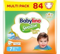 Babylino Sensitive Cotton Soft, Pañales Bebé Talla 7, Extra Large plus (15+ kg), 84 unidades