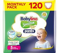 Babylino Sensitive Cotton Soft Pants, Talla 5 (10-16 Kg), Pañal Braguita con Ajuste 360° Anti-Fugas, 120 pañales