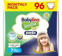 Babylino Sensitive Cotton Soft Pants, Talla 7 (15-25 Kg), Pañal Braguita con Ajuste 360° Anti-Fugas, 96 pañales