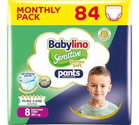 Babylino Sensitive Cotton Soft Pants, Talla 8 (20+ Kg), Pañal Braguita con Ajuste 360° Anti-Fugas, 84 pañales