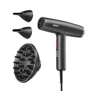 BaByliss Air Power Pro Secador de Pelo, Profesional y Ultraligero, Grafito | Motor de alta velocidad, tecnología iónica antiencrespamiento, ultrasilencioso, 2 boquillas y difusor, D6556DE