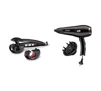 BaByliss C1300E Rizador de pelo automático con 2 cabezales, 100% automático,color negro & D373E Secador de pelo retráctil, iónico, Motor DC 2000W de potencia, negro, peso ligero 535 gramos