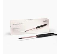 BaByliss Tenacilla de 10 mm - Rizador con barril de cerámica con cuarzo, Rizador de peklo con 10 ajustes de temperatura, Rizos definidos, Afro, Compacto, Rosa y Negro, C449E
